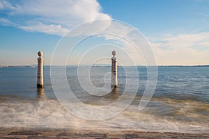 Lisbon, Portugal, Europe - View of the wharf columns