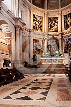 Lisbon, Portugal. Jeronimos Monastery or Abbey Mannerist Main Chapel or Capela-Mor, Altar, Retable or Altarpiece and Tabernacle