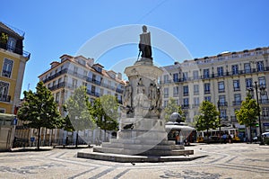 View of the Luis de Camoes Square near Bairro Alto, in the city of Lisbon, Portugal