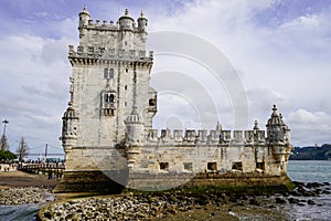 Lisbon, Portugal - March 2023: View of the Torre de BelÃ©m. Belem Tower