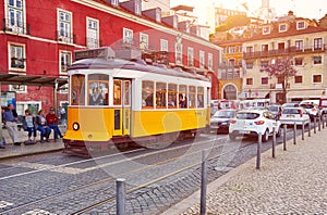 LISBON, PORTUGAL - MARCH 15, 2017: Tram Eletrico in Alfama, Li