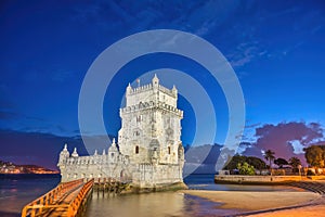 Lisbon Portugal, night at Belem Tower