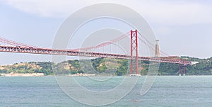 Landscape view on the 25th of April Bridge, Portugal