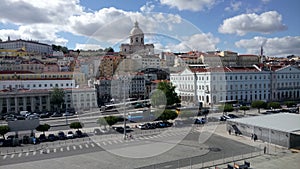 Lisbon, Portugal skyline and cityscape of the cruise port on the Tagus River