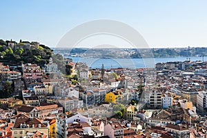 Lisbon, Portugal skyline at noon