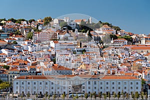 Lisbon, Portugal skyline of orange rooftops on the Tagus River. Vacation and travel concept