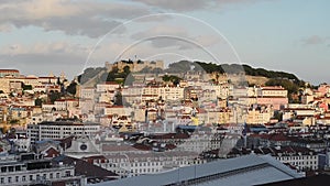 Lisbon, Portugal skyline towards Sao Jorge Castle.