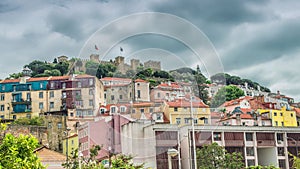 Lisbon, Portugal skyline towards Sao Jorge Castle.