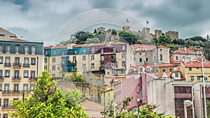 Lisbon, Portugal skyline towards Sao Jorge Castle.