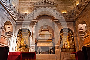 Lisbon, Portugal. Tomb of King Dom Henrique I at Jeronimos Monastery or Abbey photo