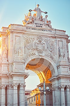 Lisbon Portugal Triumphal Arch of Rua Augusta Praca do photo