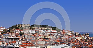 Lisbon, Portugal. View of the Castelo de Sao Jorge Castle aka Saint or St. George Castle photo