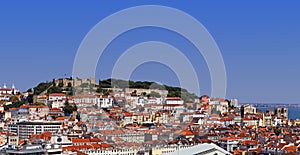 Lisbon, Portugal. View of the Castelo de Sao Jorge Castle aka Saint or St. George Castle