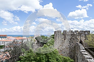 Lisbon from Saint Lawrence tower at Castelo de Sao Jorge (Portugal)