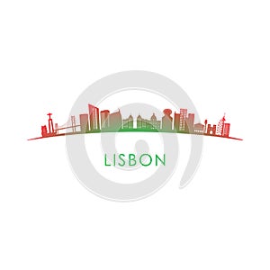 Lisbon skyline silhouette.