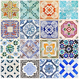 Lisbon tiles collage white