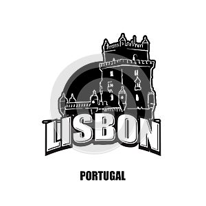 Lisbon, tower, black and white logo