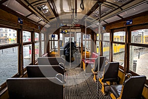 Lisbon tram. Interior.