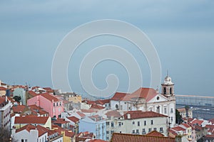 LISBON view Alfama and river Tejo