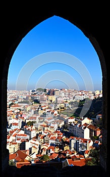 Lisbon view from a window in SÃ£o Jorge Castle