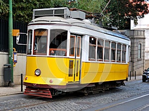 Lisbon yellow tram