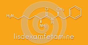 Lisdexamfetamine mesylate ADHD treatment drug molecule. Skeletal formula.