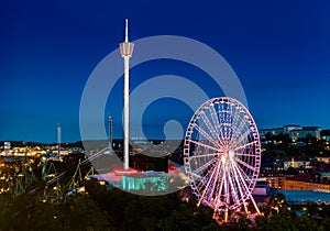 Liseberg amusement park on a summer midnight