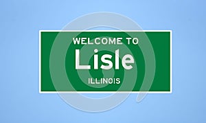 Lisle, Illinois city limit sign. Town sign from the USA.