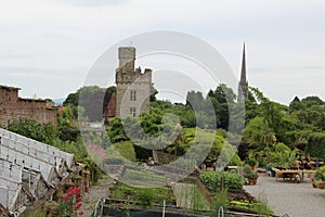 Lismore Castle from distance and garden Waterford Ireland