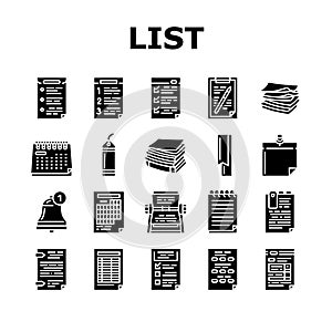 list check document tick icons set vector