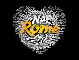 List of cities and towns in Italy, word cloud collage