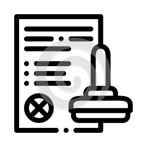 List Denial Stamp Icon Vector Outline Illustration