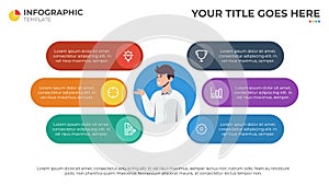 6 list diagram, infographic element template vector with businessman, can be used for banner, report, presentation slide, website photo