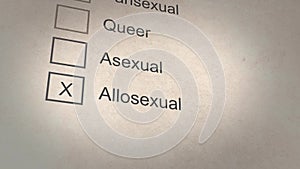 List of gender sexuality form for government document - Allosexual version