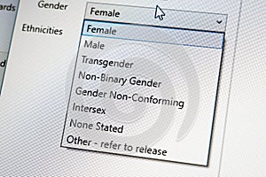 List of genders on screen