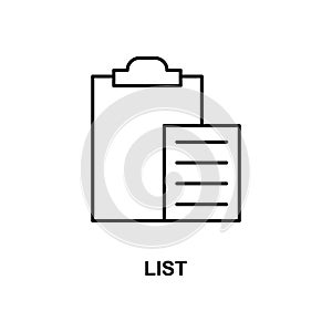 list icon. Element of simple web icon with name for mobile concept and web apps. Thin line list icon can be used for web and