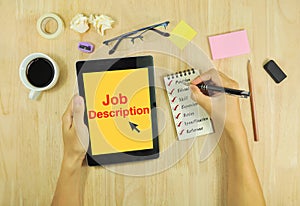 List Job description and look job on Tablet.