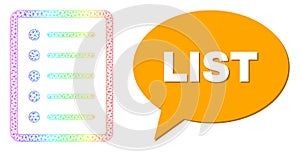 Rainbow Network Gradient List Page Icon and List Chat Balloon with Shadow