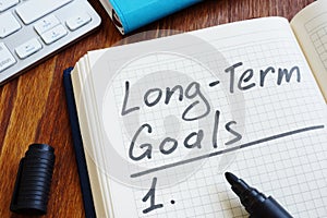 List of Long term goals in the note