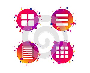 List menu icons. Content view options. Vector