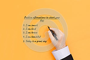 List of positive affirmations to start the day