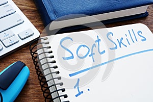 List of soft skills in a note pad. photo