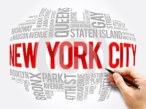 List of streets in New York City, word cloud