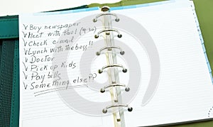 A list of things to do on notepad