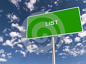 list traffic sign on blue sky