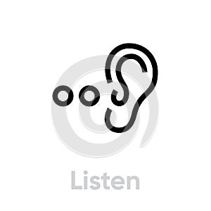 Listen icon. Editable Vector Outline. photo