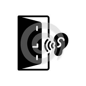 Black solid icon for Listen, hear and ear