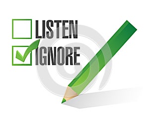 Listen or ignore check box illustration design