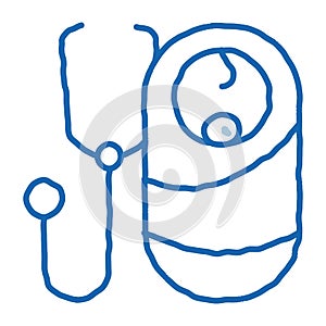 listen to breath of newborn baby doodle icon hand drawn illustration