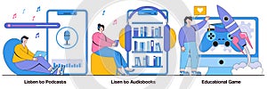 Listen to Podcasts and Audiobooks, Educational Game Illustrated Pack